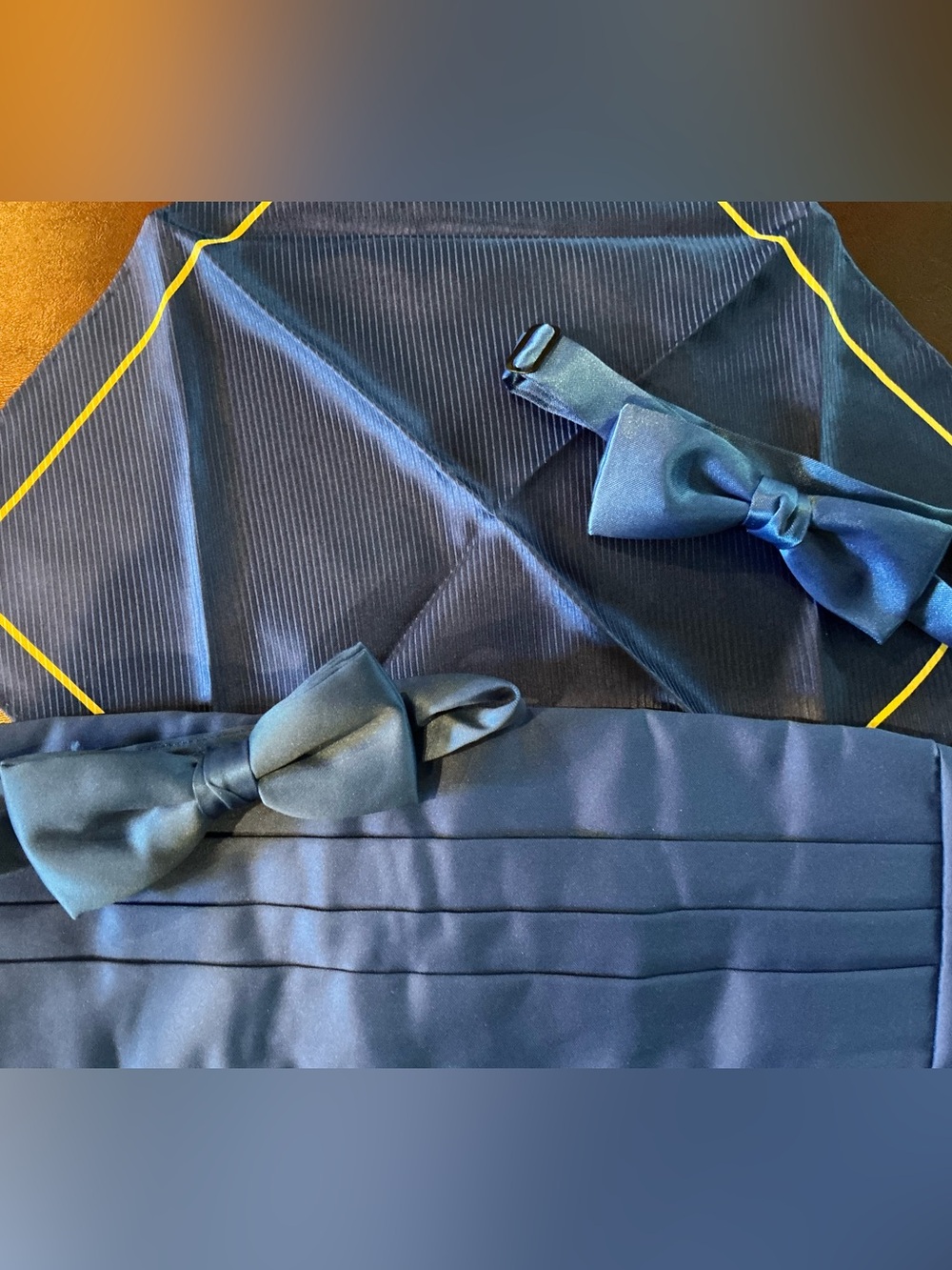 Men’s Royal Blue Bow Ties, Cummerbund and Pocket Square